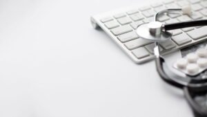 medical set: stethoscope, keyboard.