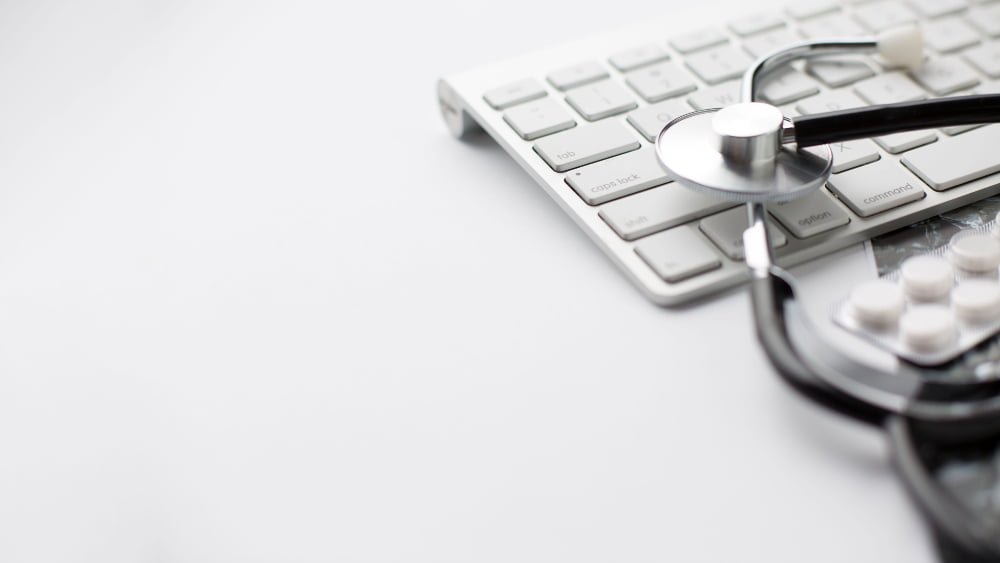 medical set: stethoscope, keyboard.