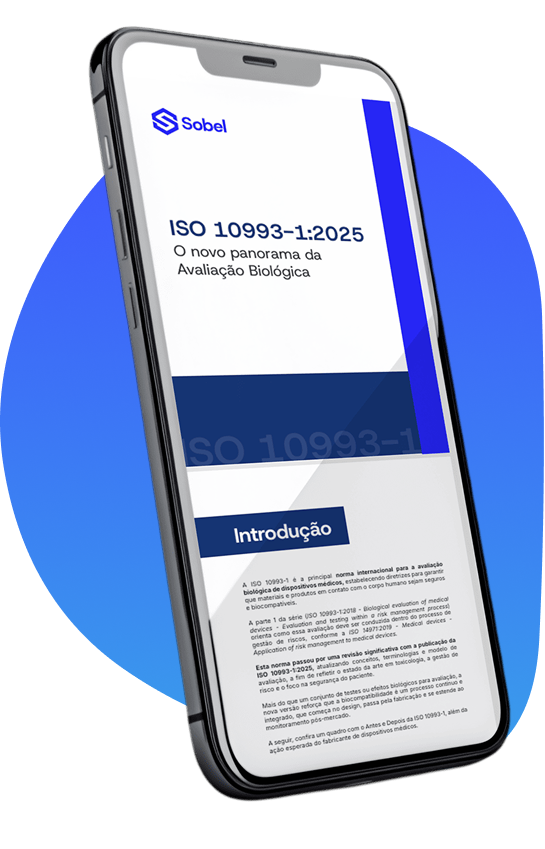 Smartphone displaying file about ISO 10993-1 Before and After