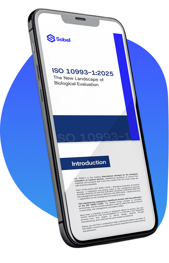 Smartphone displaying file about ISO 10993-1 Before and After
