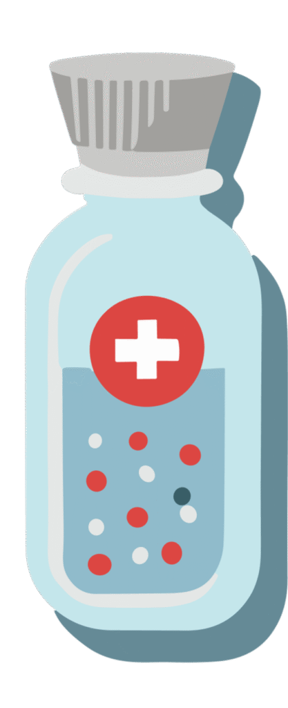 Illustration of a medicine bottle.