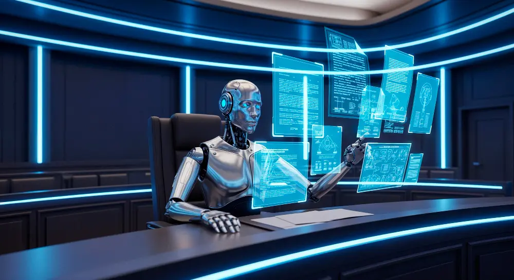 Ai robot controlling holographic data